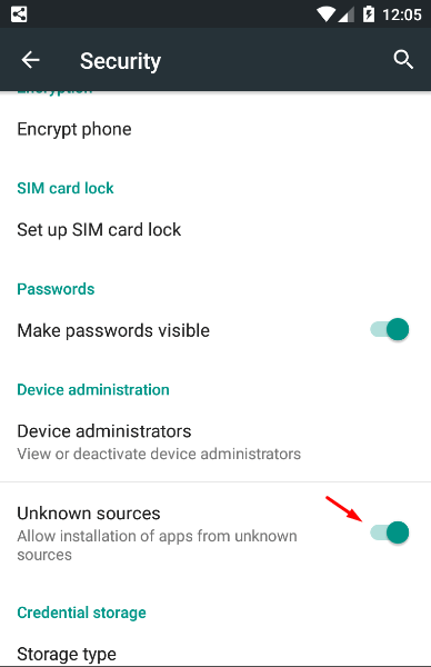 Enable Unknown Sources Android